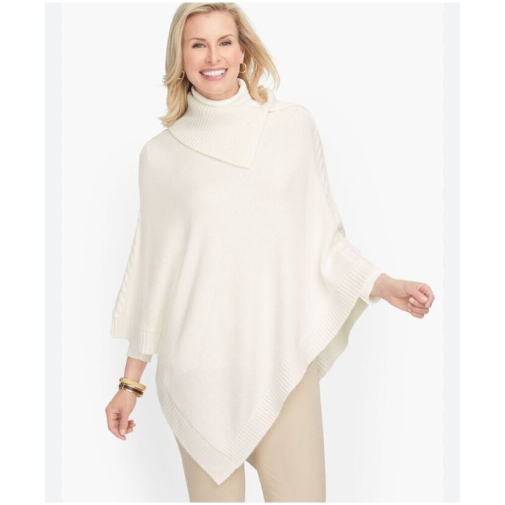 Talbots Cowlneck Poncho Ivory Size XS EUC